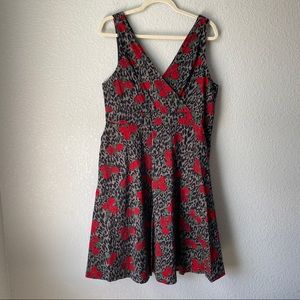 Torrid Rockabilly Leopard and Roses Fit and Flare Dress Sz 14